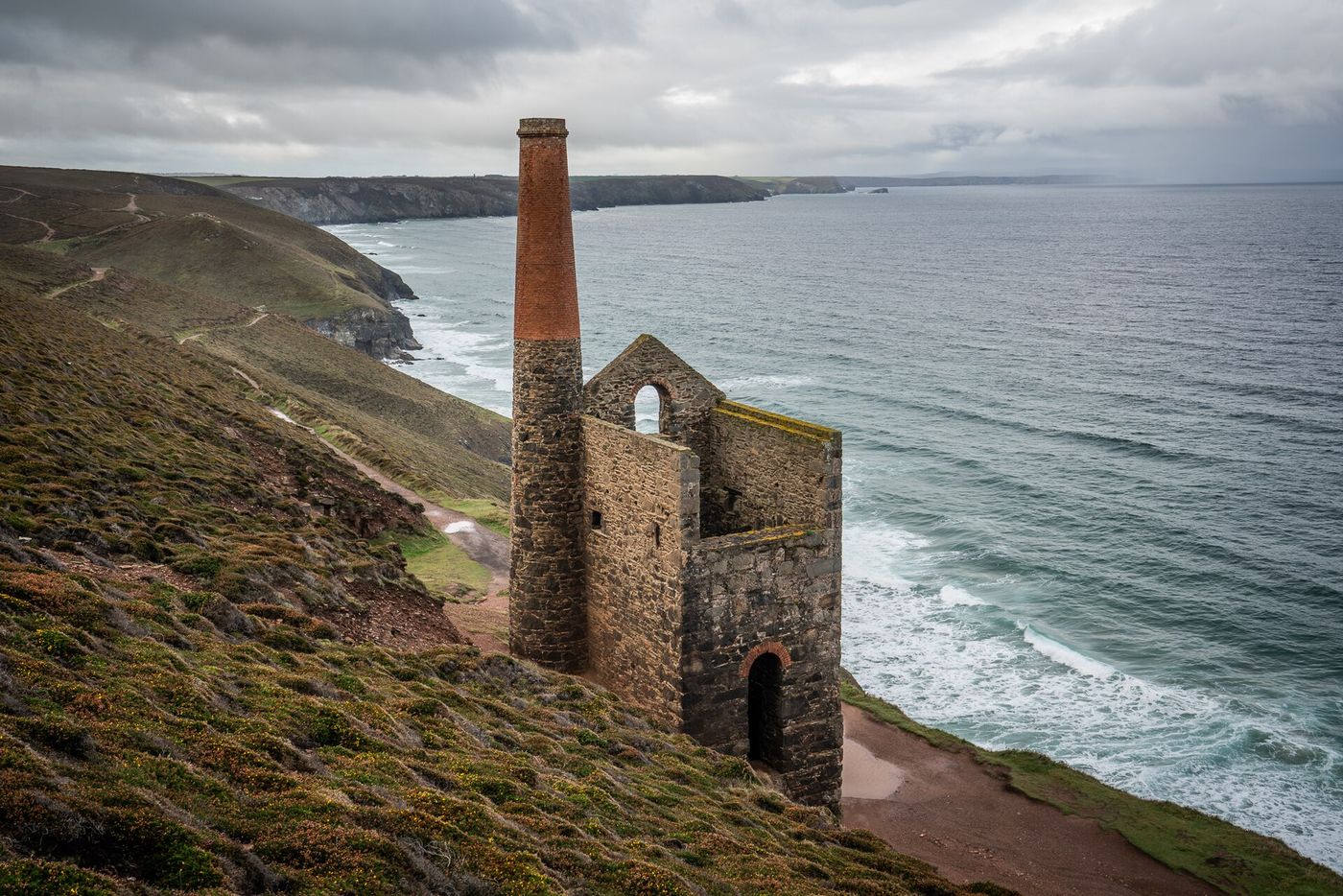 The Towanroath engine house at Wheal Coates on the Cornish cliff edge above the Atlantic